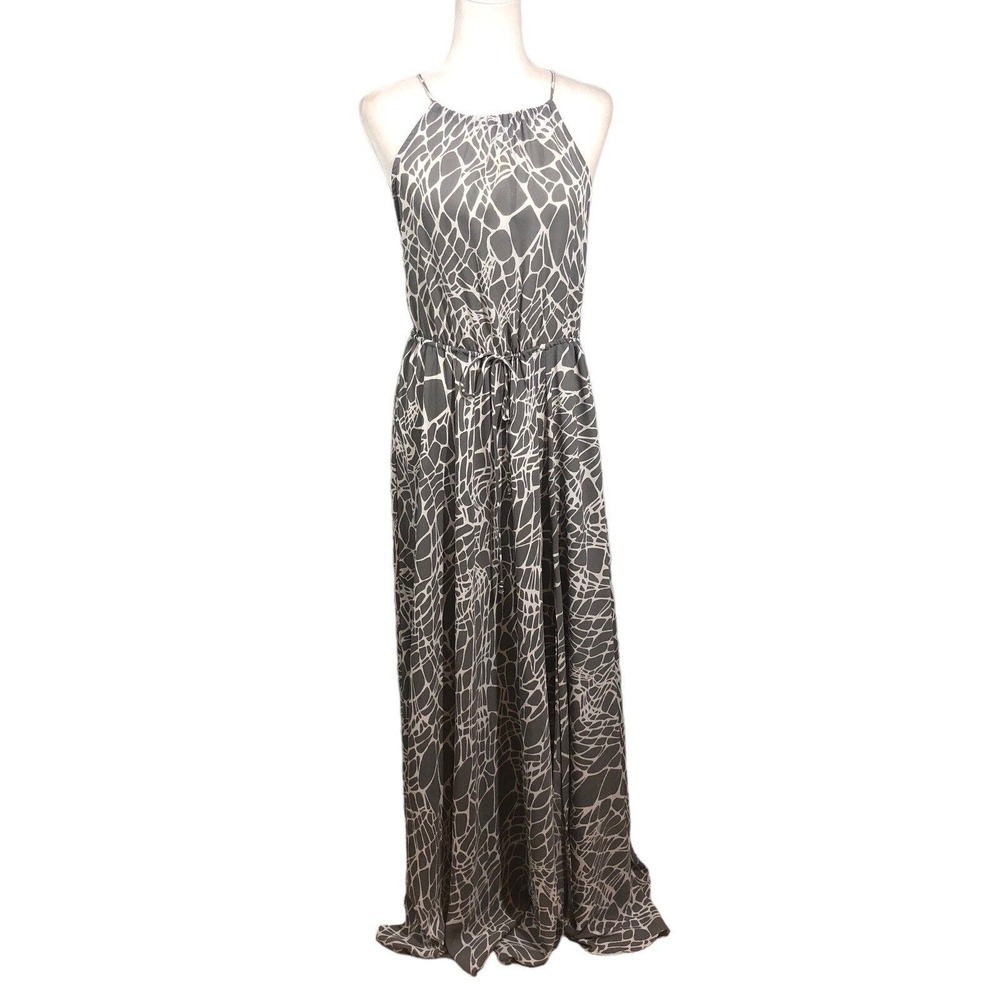 Lulu's‎ Dress Womens S Marble Mood Print Halter Sleeveless Tie Maxi Gown Boho - Picture 5 of 14